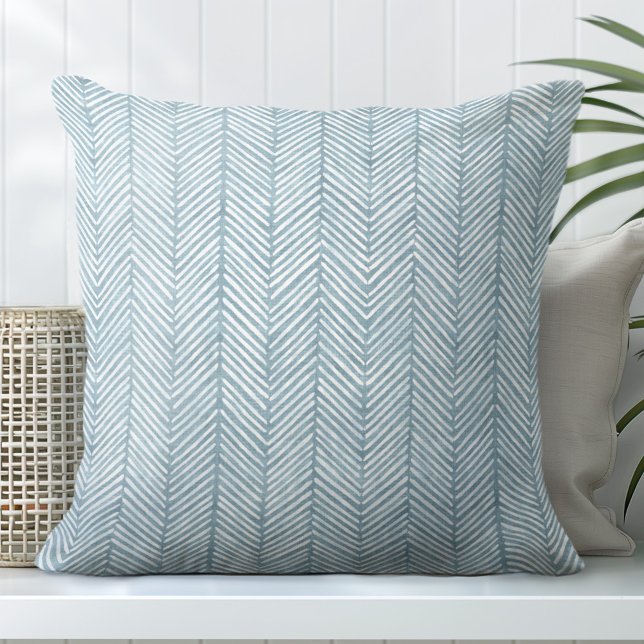 Aqua Blue Line Pattern Throw Pillow (Creator Uploaded)