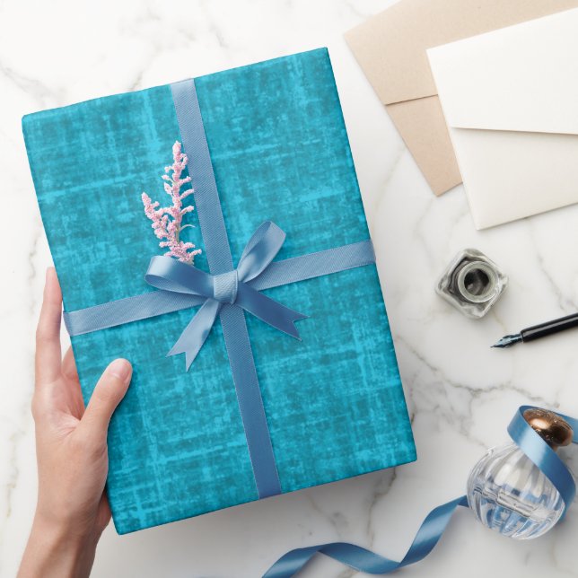 Aqua Blue Linen Wrapping Paper (Gifting)