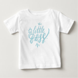 Aqua Blue Little Boss Calligraphy with Crown Baby T-Shirt