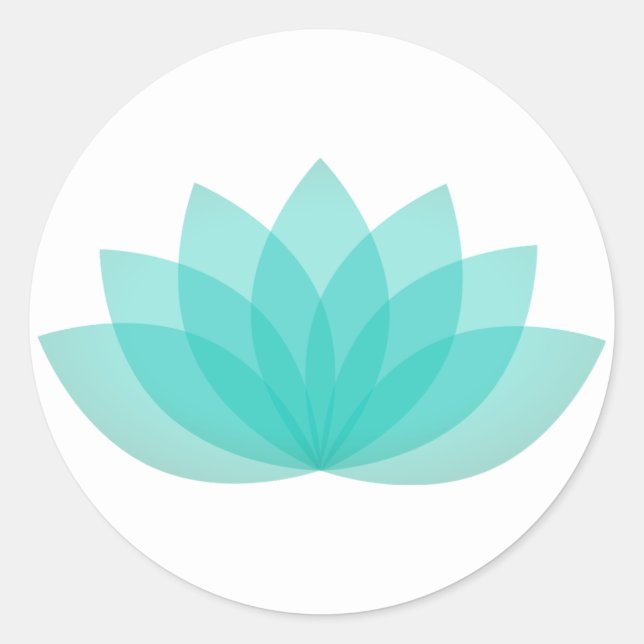 Aqua Blue Lotus Flower Classic Round Sticker (Front)