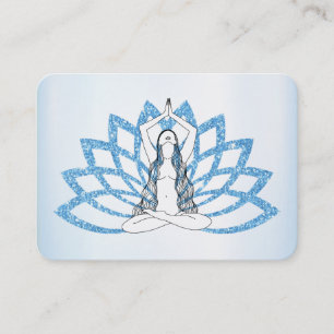 *~* Aqua Blue Lotus  Yoga  Woman Healing Energy   Business Card