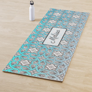 Aqua Blue Mandala Personalised Yoga Mat