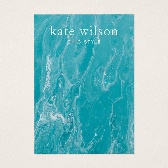 Aqua Blue Marble Earring Display Card (Front)