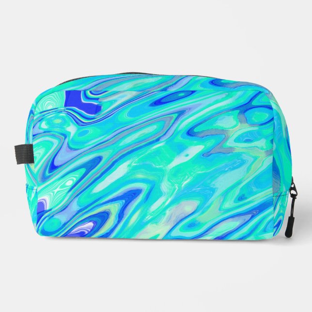 Aqua Blue Marble Texture Abstract Liquid Pattern Dopp Kit (Front)