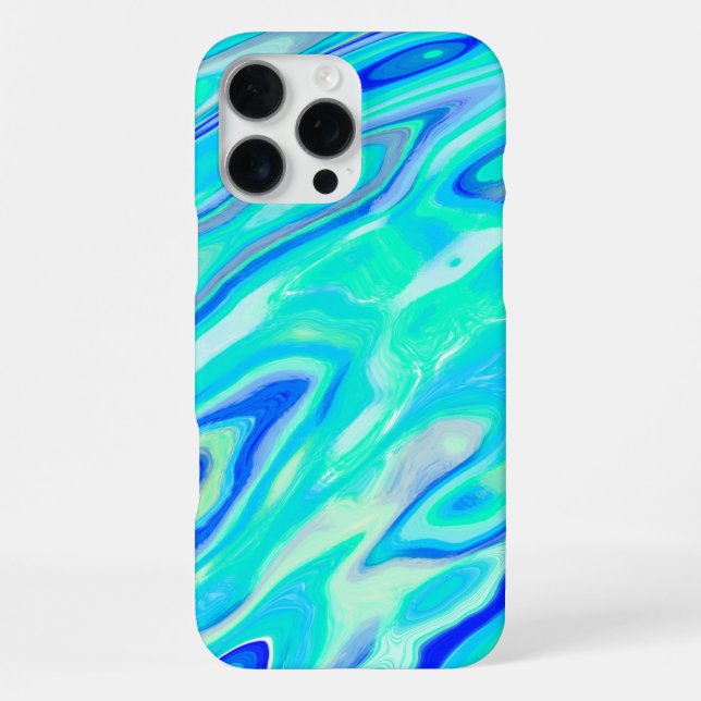 Aqua Blue Marble Texture Abstract Liquid Pattern iPhone Case (Back)