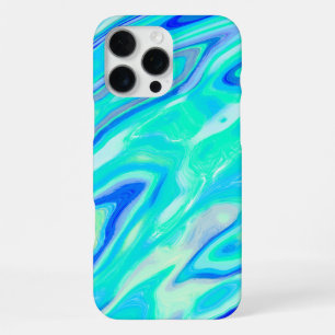 Aqua Blue Marble Texture Abstract Liquid Pattern iPhone 16 Pro Max Case