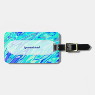Aqua Blue Marble Texture Abstract Liquid Pattern Luggage Tag