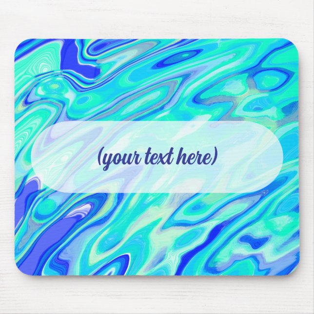 Aqua Blue Marble Texture Abstract Liquid Pattern Mouse Mat (Front)