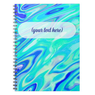 Aqua Blue Marble Texture Abstract Liquid Pattern Notebook