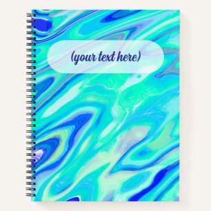 Aqua Blue Marble Texture Abstract Liquid Pattern Notebook