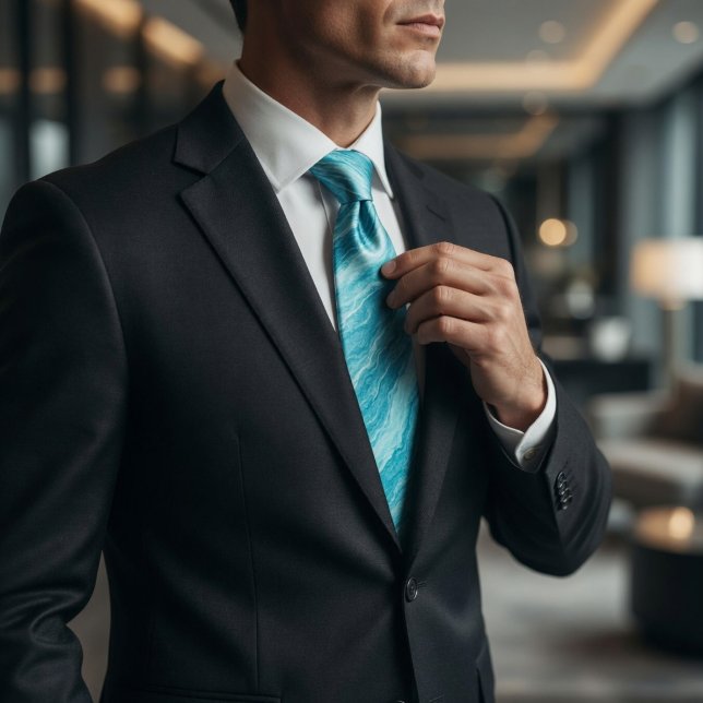 Aqua Blue Marble Wave Tie (Creator Uploaded)