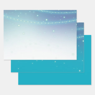 Aqua Blue Mermaid Sparkle Wrapping Paper Sheet