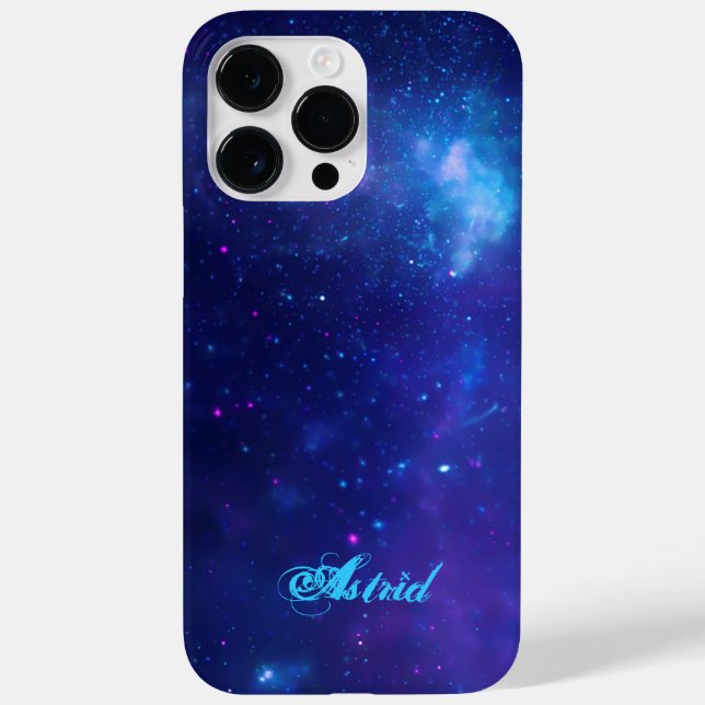 Aqua Blue Milky Way Galaxy Personalised Celestial Case-Mate iPhone Case (Back)