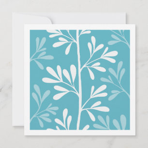 Aqua Blue Minimal Botanical Garden Stems Card