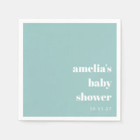 Aqua Blue Minimalist Cute Custom Baby Shower