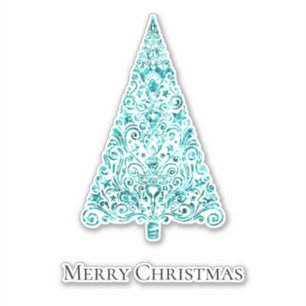Aqua Blue Mint Green Glam Christmas Tree