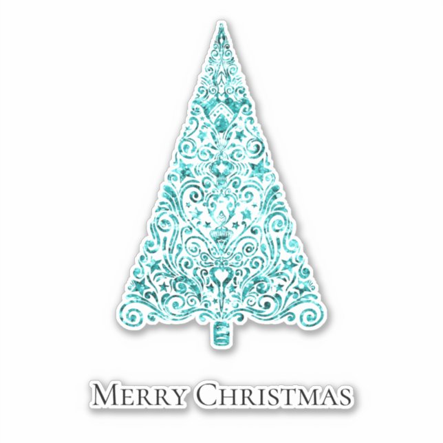 Aqua Blue Mint Green Glam Christmas Tree (Front)
