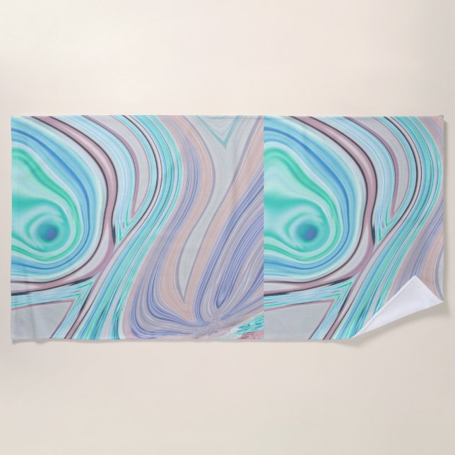 aqua blue mint green lilac purple pastel rainbow beach towel (Front)