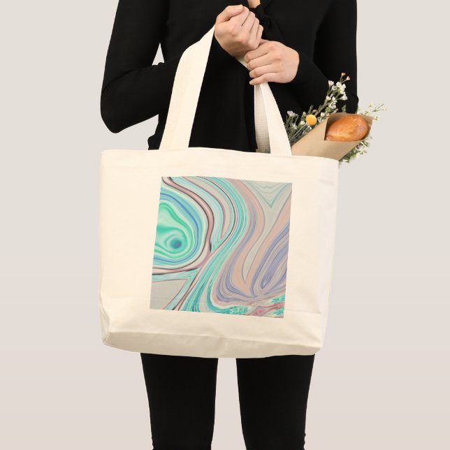 aqua blue mint green lilac purple pastel rainbow large tote bag (Front (Product))