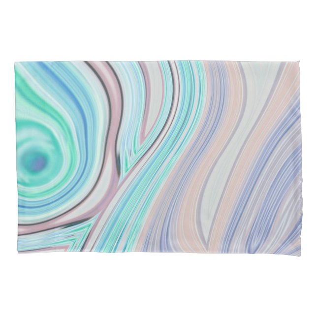aqua blue mint green lilac purple pastel rainbow pillowcase (Front-Left)