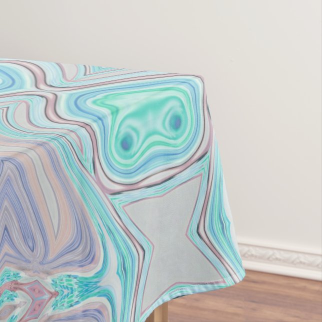 aqua blue mint green lilac purple pastel rainbow tablecloth (In Situ)