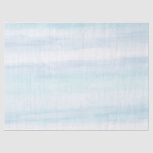 Aqua Blue Mint White Watercolor Stripes Tissue Paper