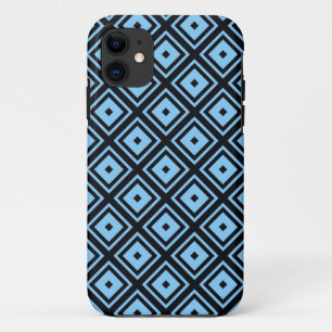 Aqua blue modern geometric mosaic pattern iPhone 11 case