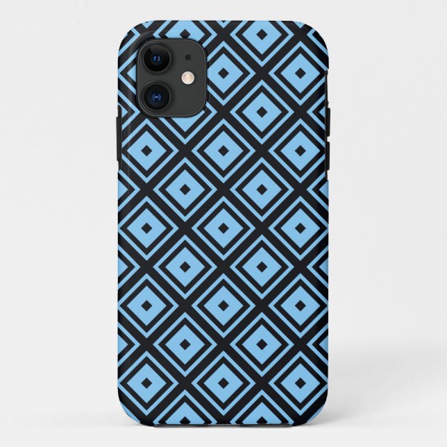 Aqua blue modern geometric mosaic pattern Case-Mate iPhone case (Back)