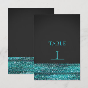 Aqua Blue Modern Glam Sequins Table Number Card