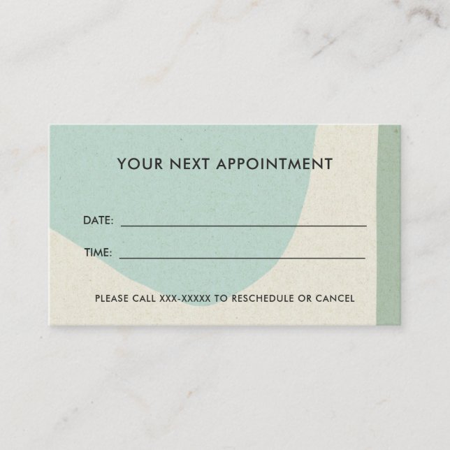 AQUA BLUE MODERN KRAFT ABSTRACT ART APPOINTMENT BUSINESS CARD (Front)