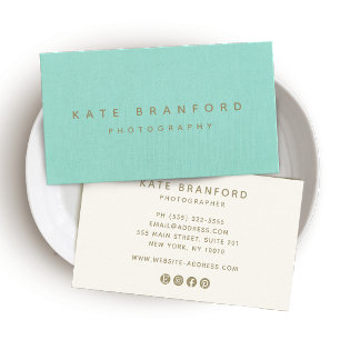 Aqua Blue Modern Minimalistic Professional Business Card