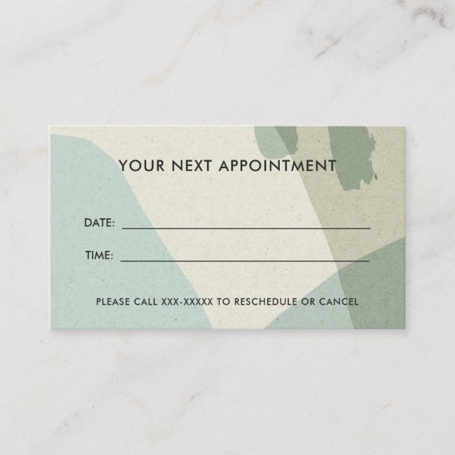 AQUA BLUE MODERN RUSTIC ABSTRACT ART APPOINTMENT BUSINESS CARD (Front)
