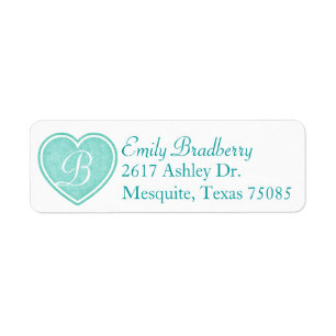 Aqua Blue Monogram Custom Return Address Label