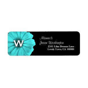 Aqua Blue Monogram Daisy Wedding