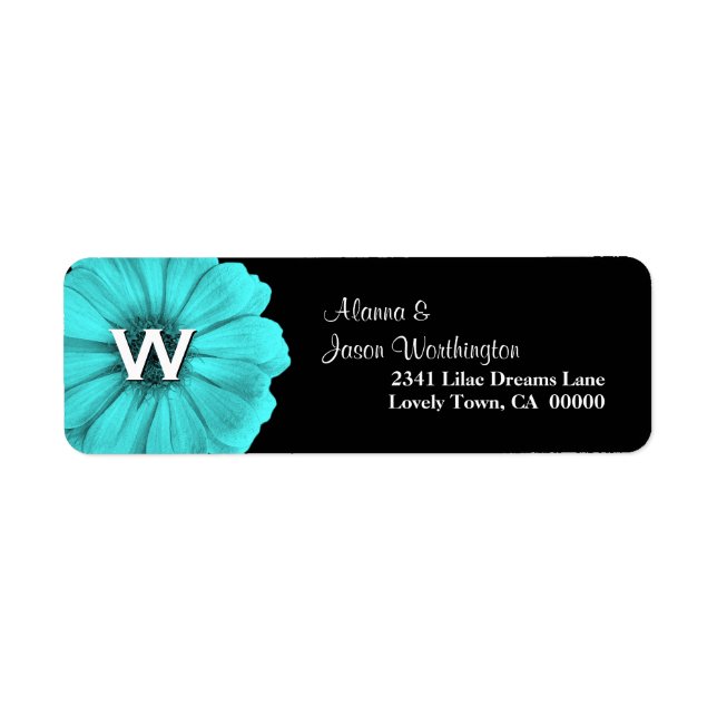 Aqua Blue Monogram Daisy Wedding (Front)