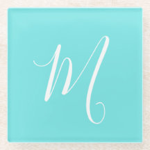 Aqua Blue Monogram Initial