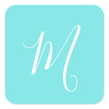 Aqua Blue  Monogram Initial 