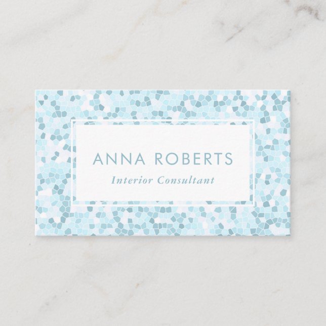 Aqua blue Mosaic pattern business card (Front)