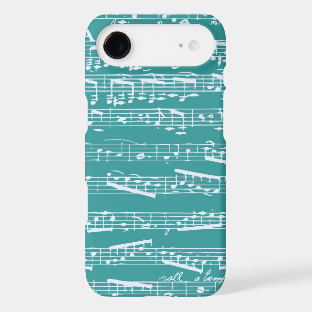 Aqua Blue music notes Case-Mate iPhone Case (Back)