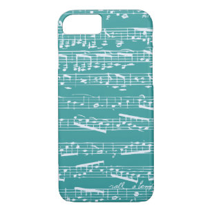 Aqua Blue music notes iPhone 8/7 Case