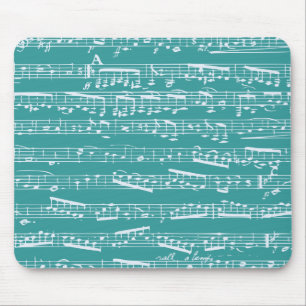 Aqua Blue music notes Mouse Mat