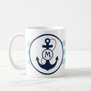 Aqua Blue Nautical Anchor Coffee Mug