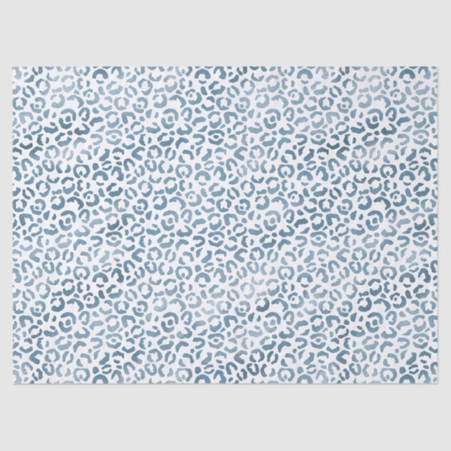 Aqua Blue Navy Leopard Print Tissue Paper (Front)