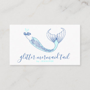 Aqua Blue Navy Tail Mermaid Business Card