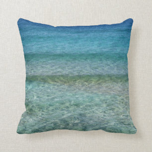 Aqua Blue Ocean Abstract Throw Pillow 16" x 16"