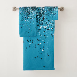 Aqua Blue OCEAN Glitter #1 Bath Towel Set