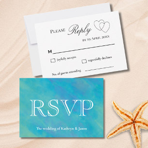 Aqua Blue Ocean RSVP Wedding Response Card