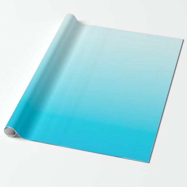 Aqua blue ombre background wrapping paper (Unrolled)