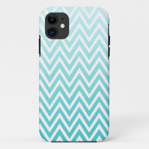 Aqua blue ombre chevron stripes iphone 5 case