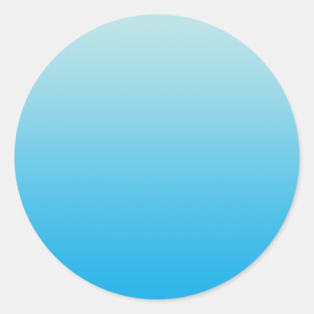 Aqua Blue Ombre Classic Round Sticker (Front)